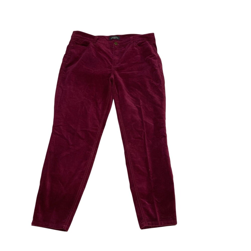 Talbots Flawless Pocket Petites Jeggings 14P Burgundy Wine Red Velvet Stretchy